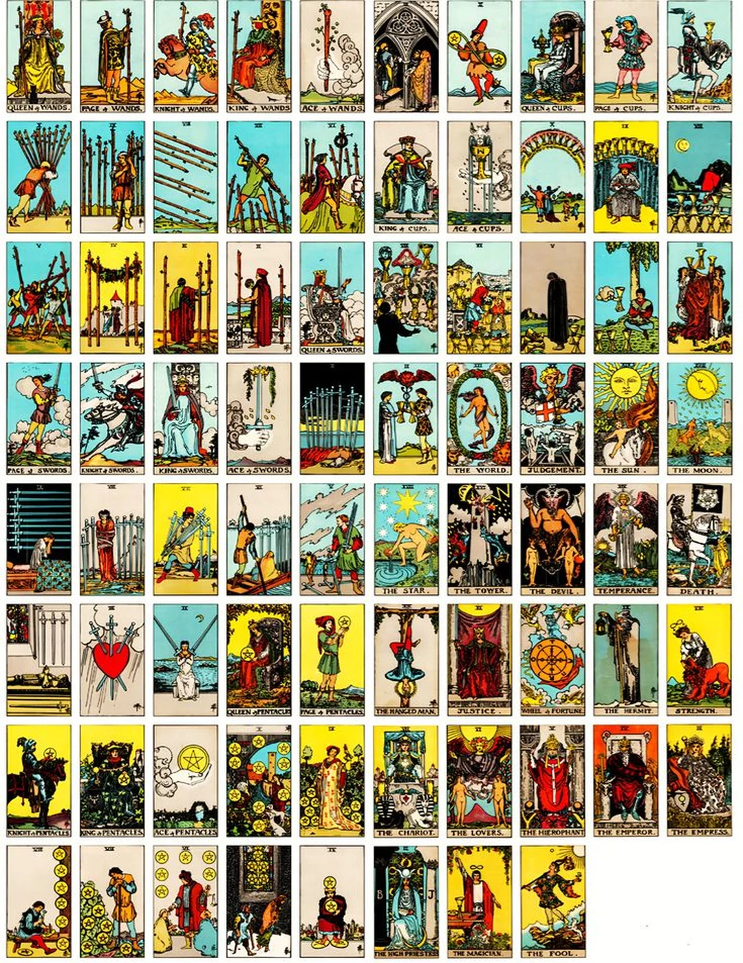 78 card tarot deck với hình minh họa rõ nét cho trải bài