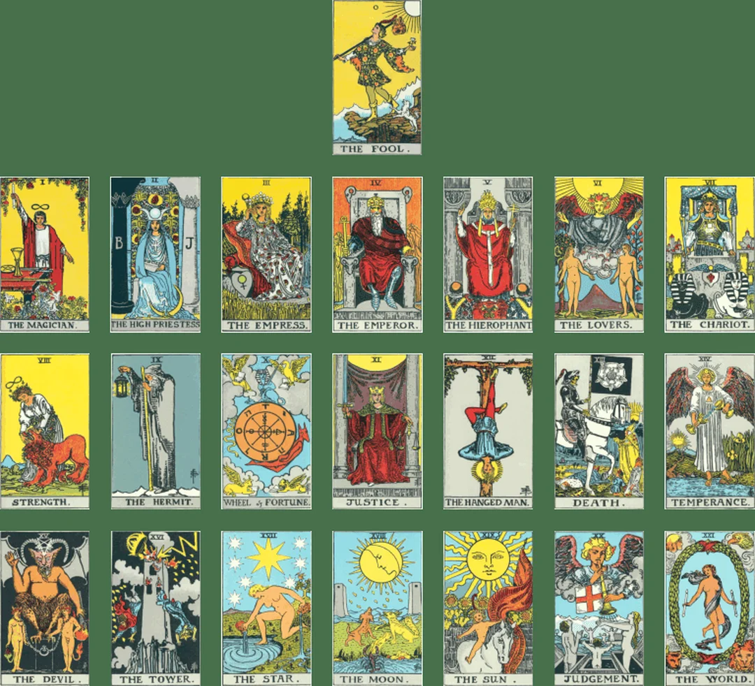 all major arcana trong bộ bài nghệ thuật hiện đại