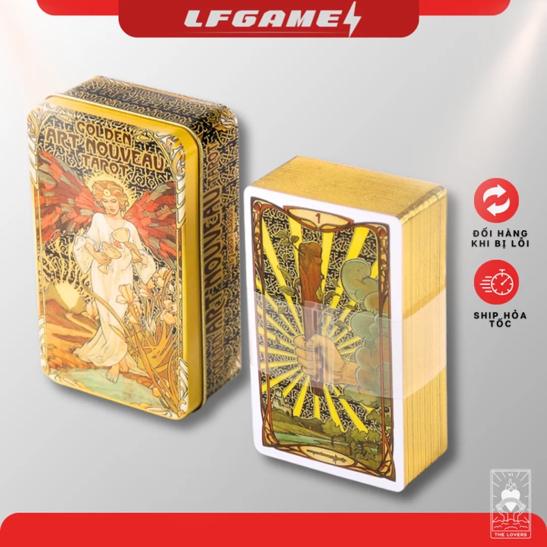 bài tarot mạ vàng nền đen vàng phù hợp người mới học