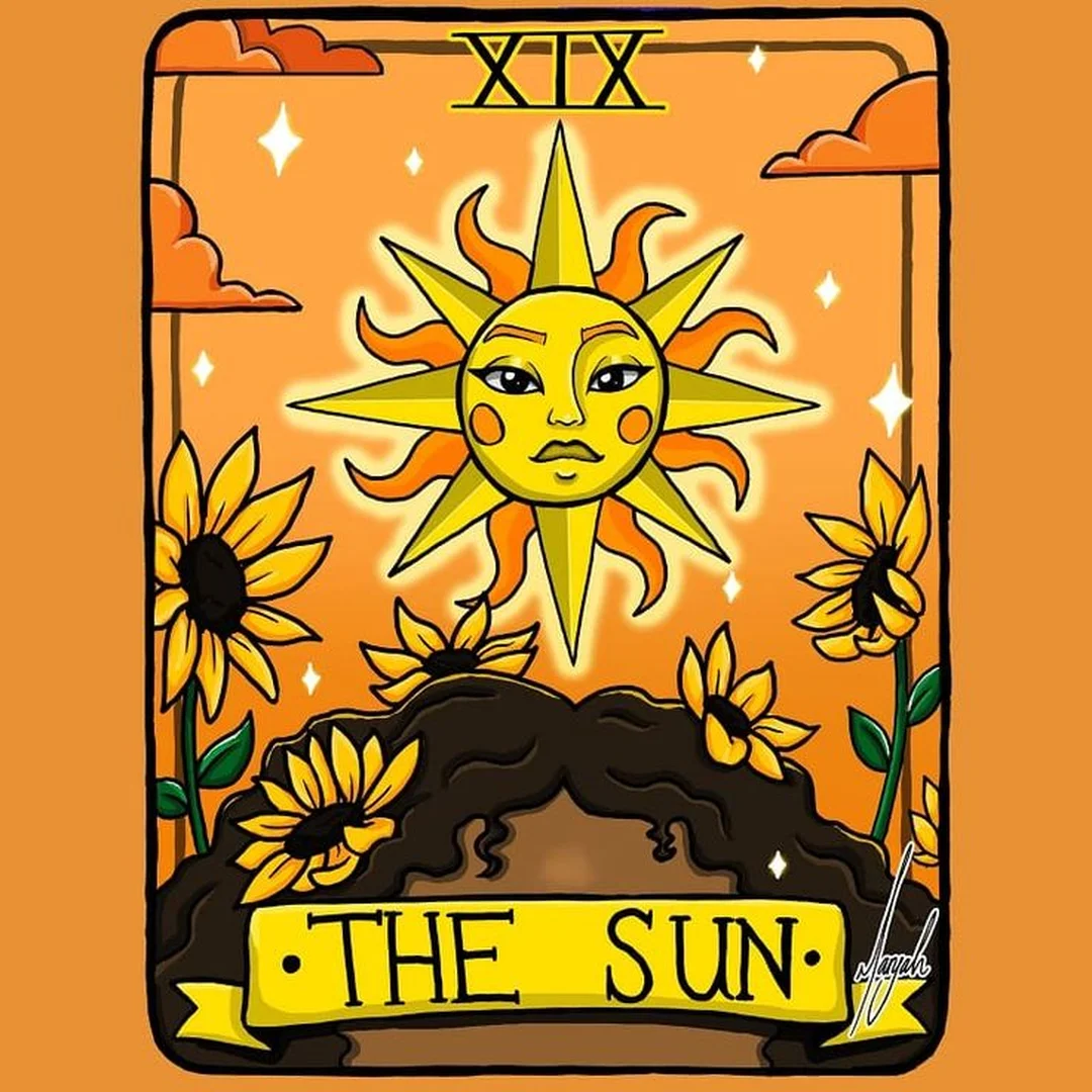 bài tarot the sun với hình ảnh mặt trời và đứa trẻ trong hệ biểu tượng Rider Waite