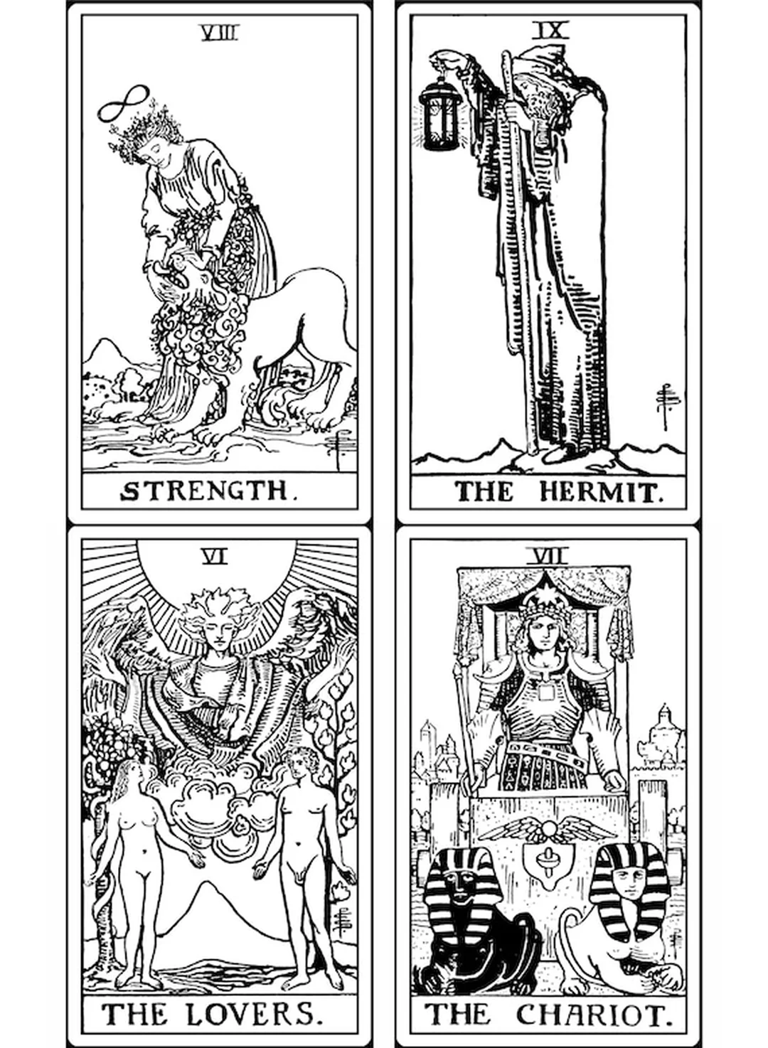 black and white tarot deck với hình minh họa rõ nét cho người mới học