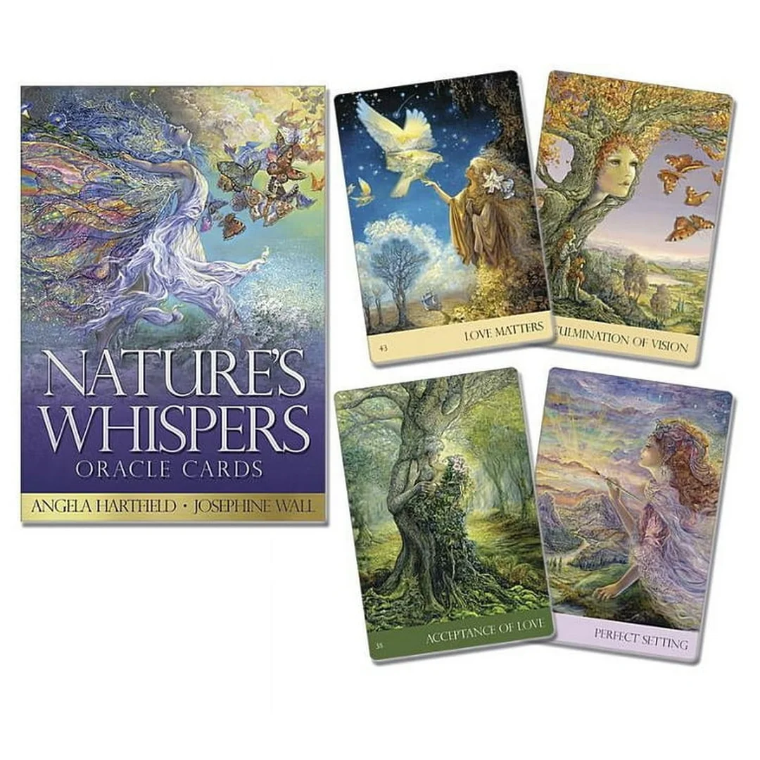 So sánh Nature's Whispers Oracle Cards Bộ nature's whispers oracle cards đặt cạnh sách hướng dẫn
