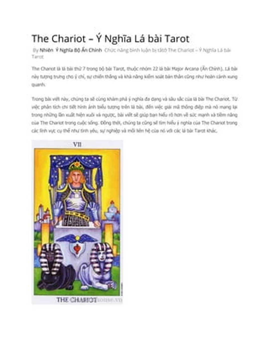 bốc bài tarot với lá bài The Chariot