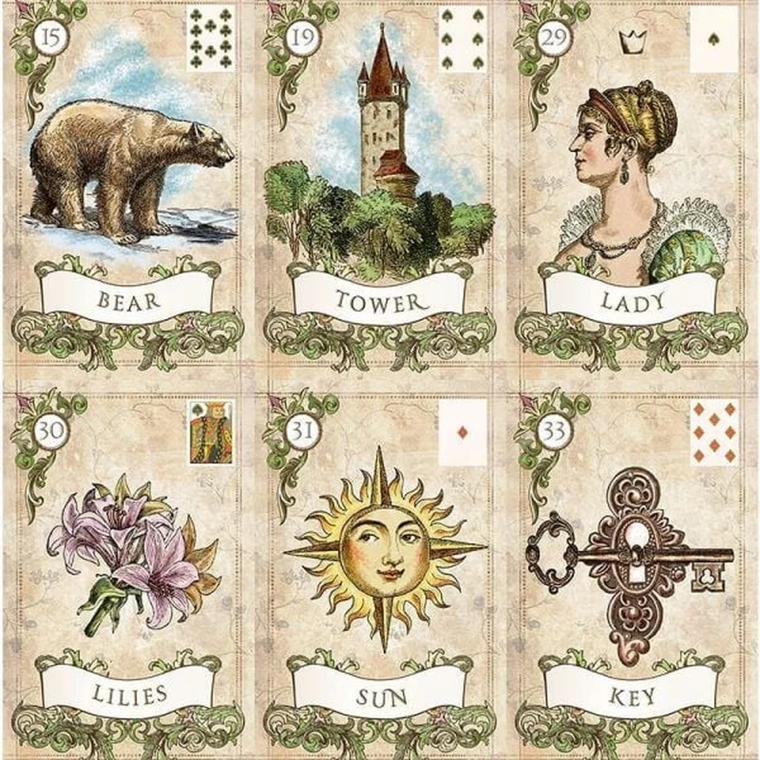 các bộ bài Lenormand Old Style với biểu tượng rõ ràng