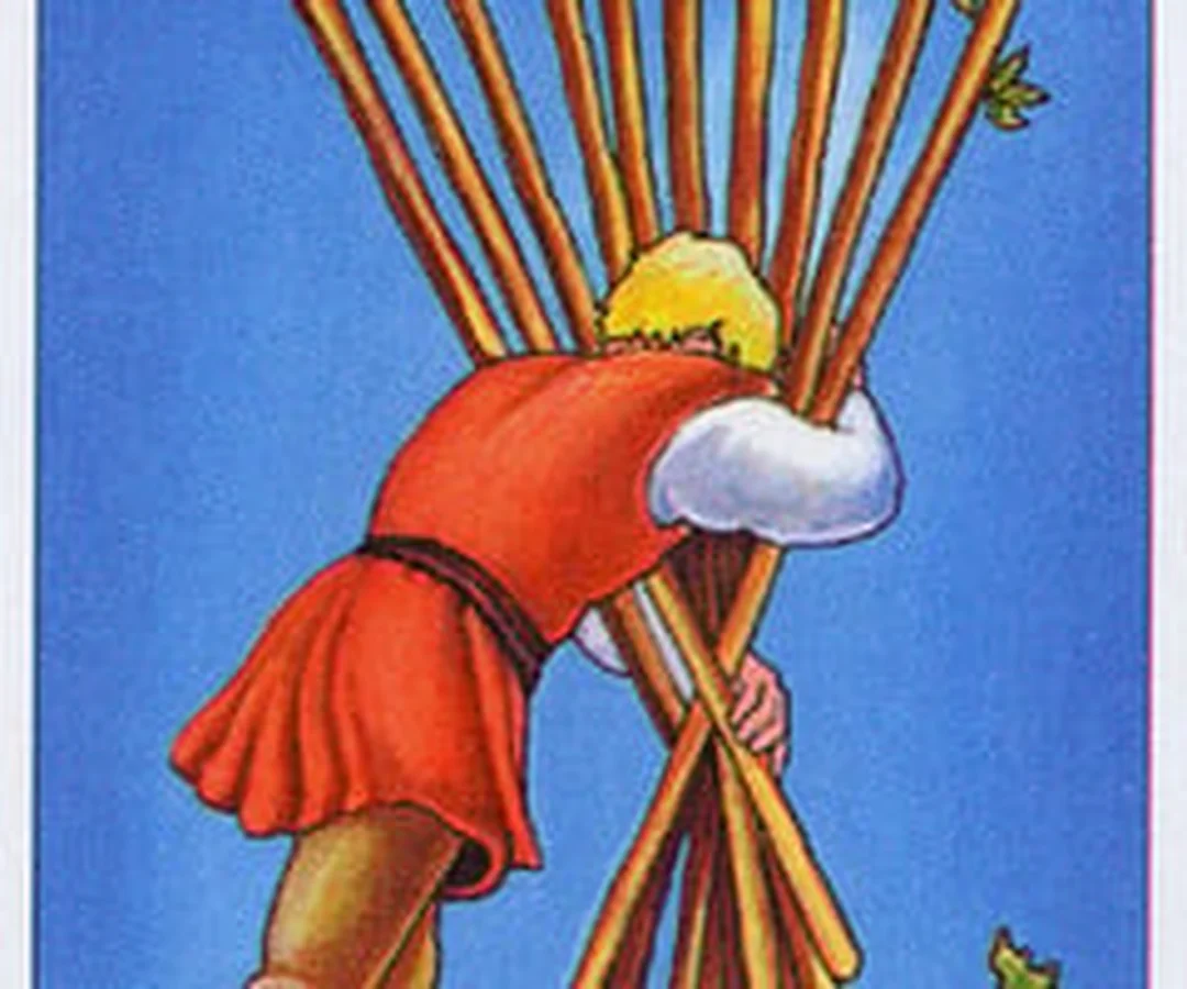 Ten of Wands trong các lá bài Tarot các la bài tarot Ten of Wands gợi ý tránh học quá tải khi mới bắt đầu