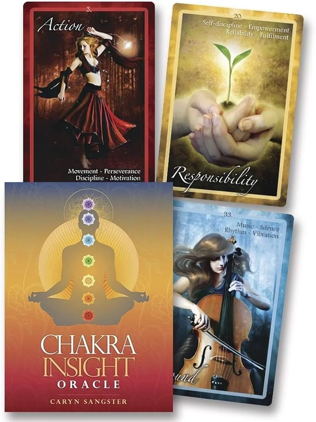 chakra oracle cards mẫu hộp và lá bài nhiều màu