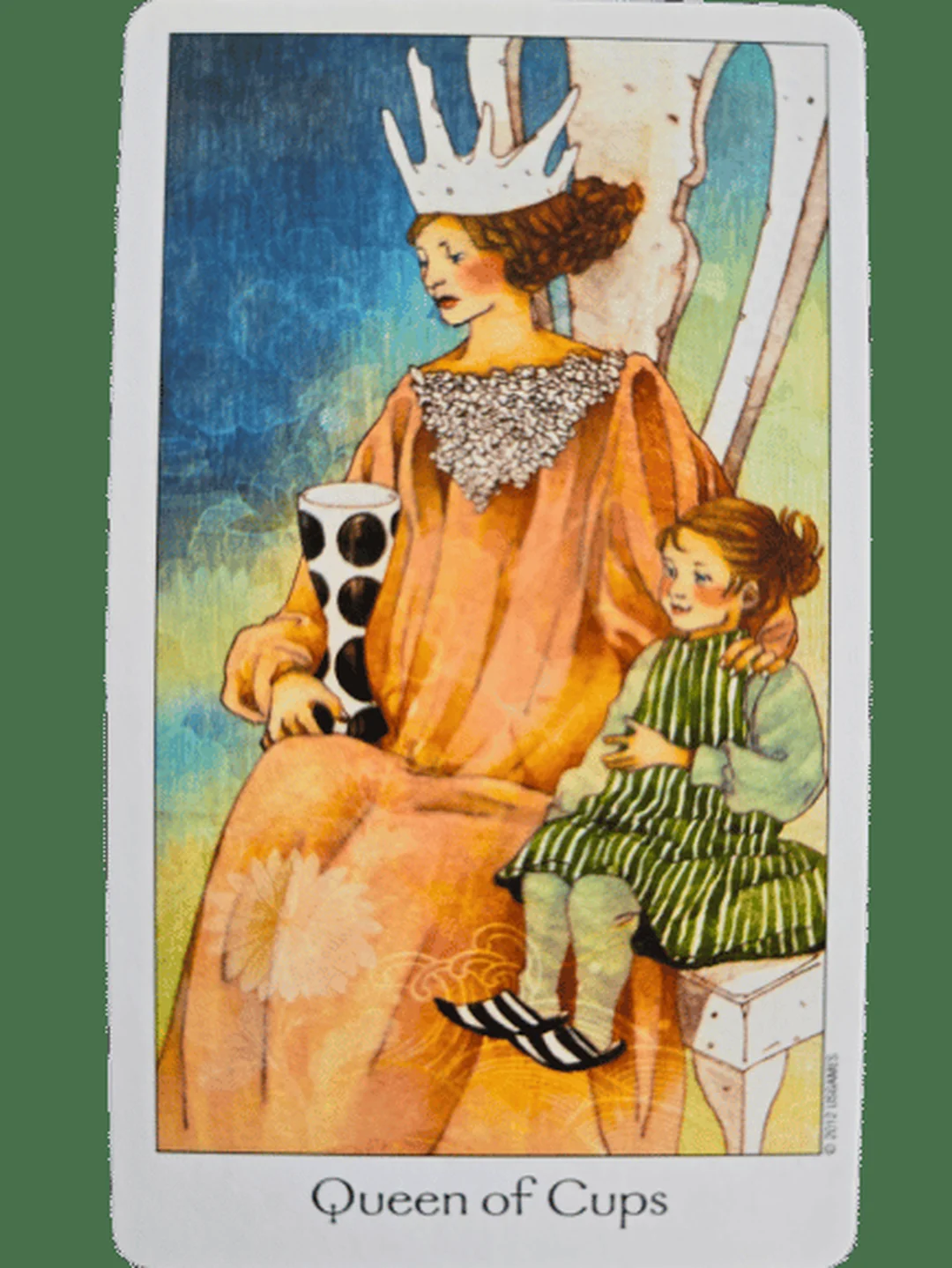 Queen of Cups trong Dreaming Way Tarot Deck dreaming way tarot deck Queen of Cups với nhân vật giàu biểu cảm