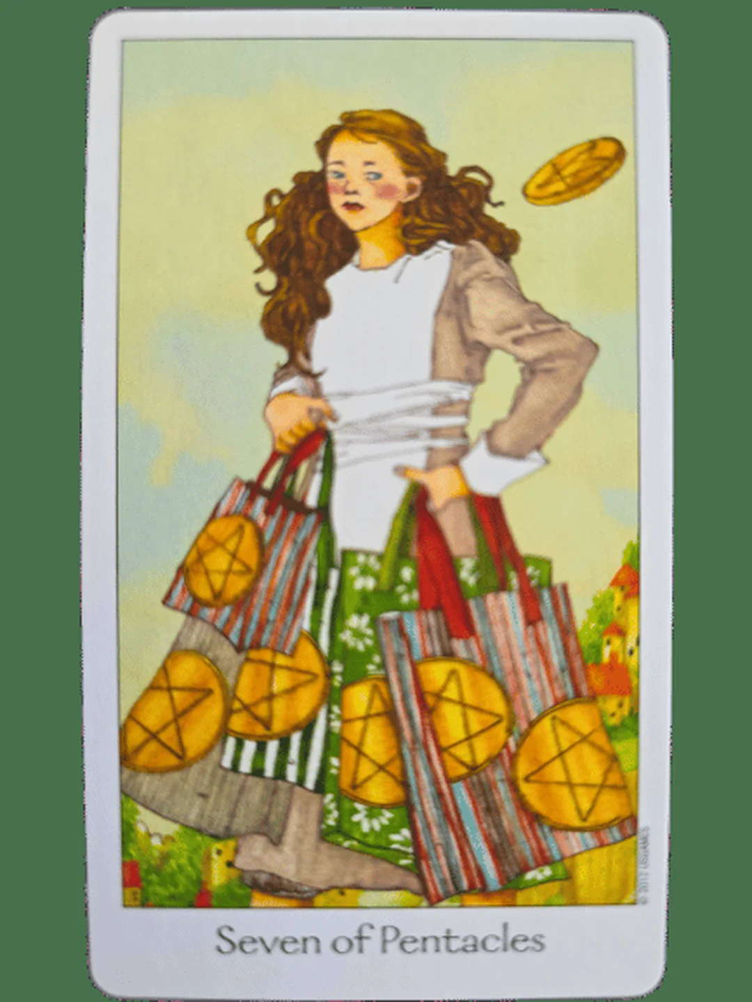 Seven of Pentacles trong Dreaming Way Tarot Deck dreaming way tarot deck Seven of Pentacles giúp cân nhắc giá trị lựa chọn