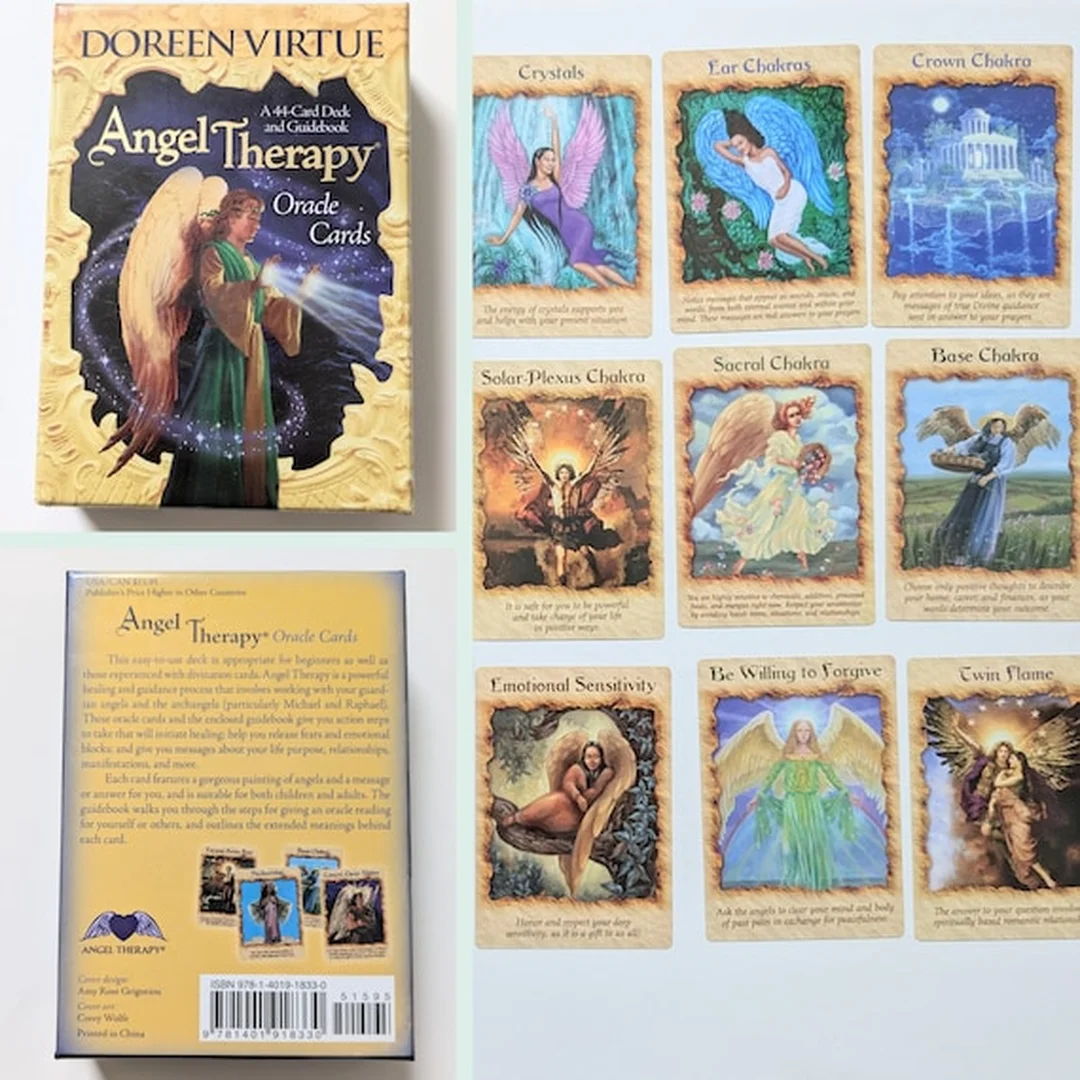 hộp và sách hướng dẫn angel therapy oracle cards