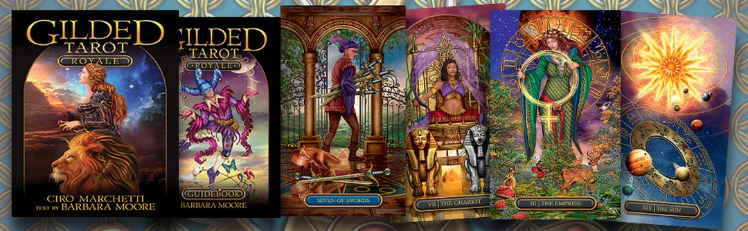 Lá bài gilded tarot royale bản không viền màu sắc đậm