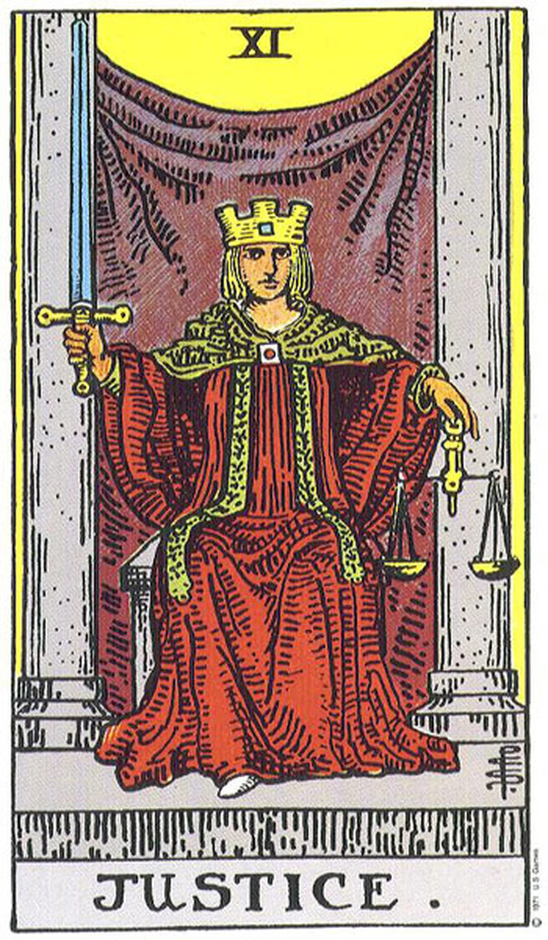 lá bài tarot Justice trong nhóm Ẩn chính