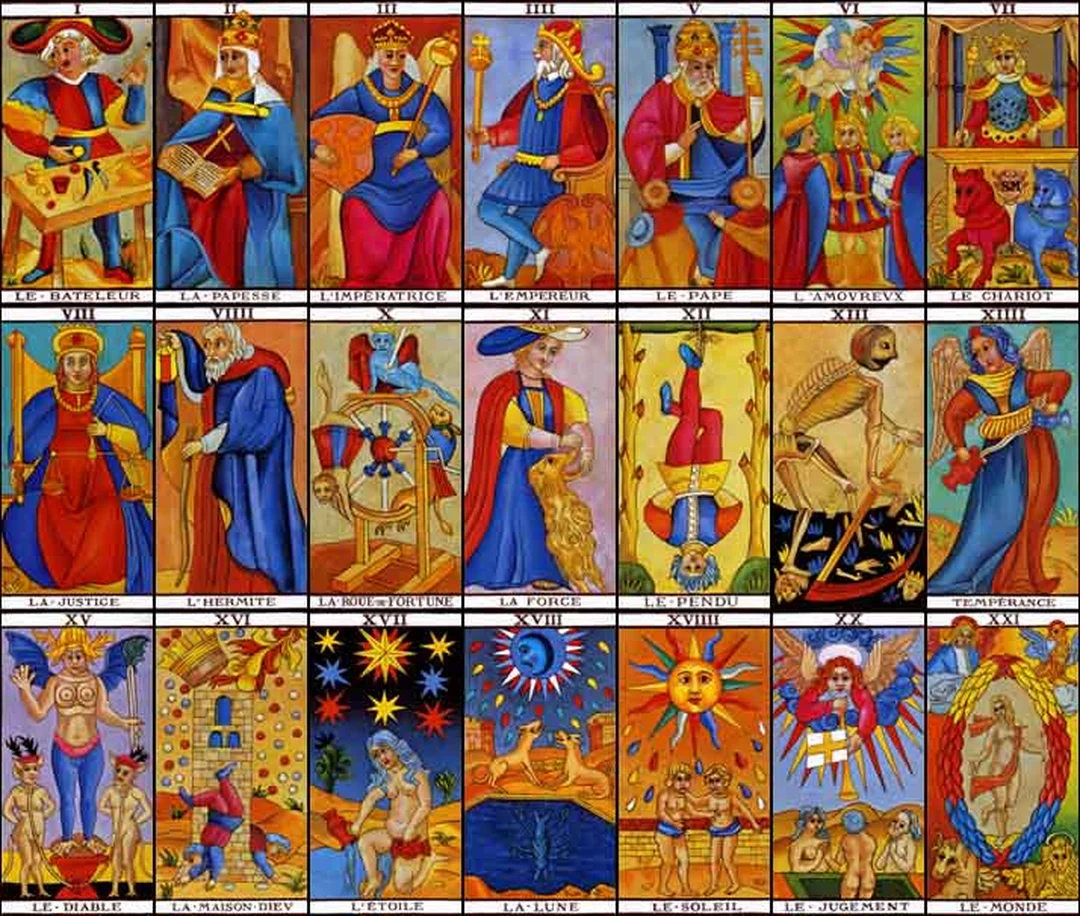 marseille tarot deck so sánh hình ảnh Major Arcana