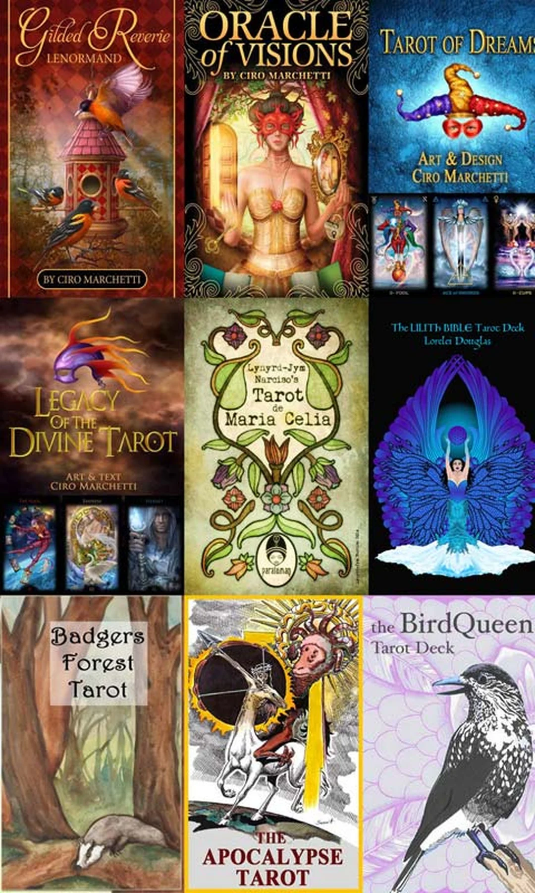 online tarot deck collage nhiều phong cách bài Tarot