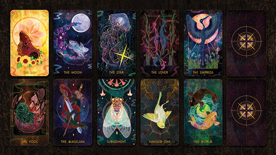 oriens tarot deck với các lá bài động vật nhiều màu