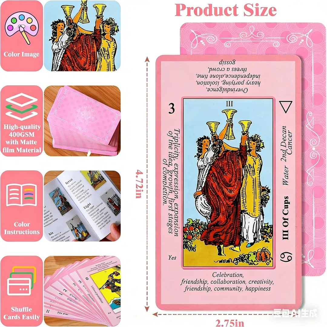 Pink tarot deck với guidebook và túi đựng pink tarot deck với guidebook và túi đựng