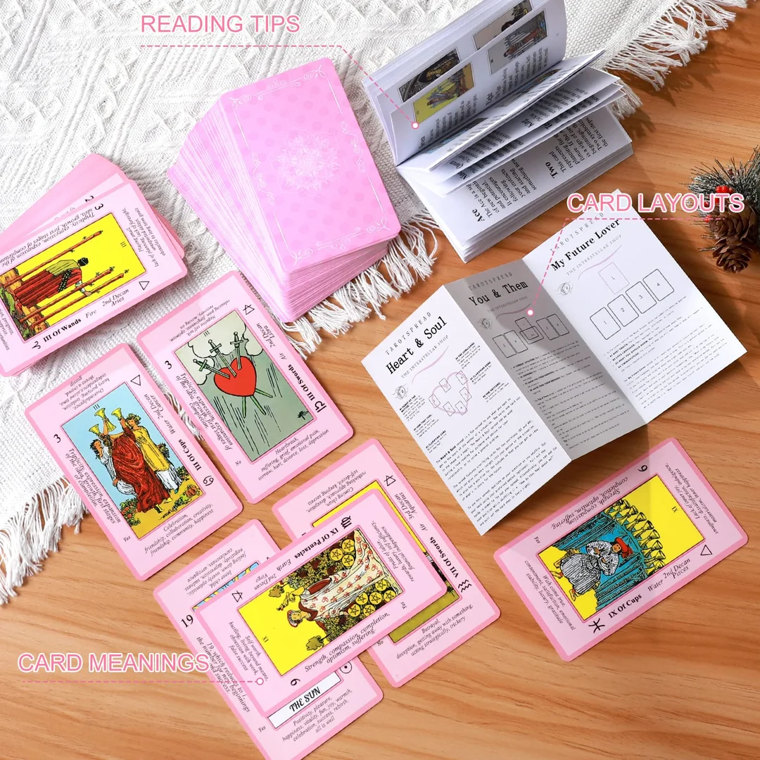 Pink tarot deck với màu hồng và biểu tượng Rider-Waite-Smith pink tarot deck với màu hồng và biểu tượng Rider-Waite-Smith