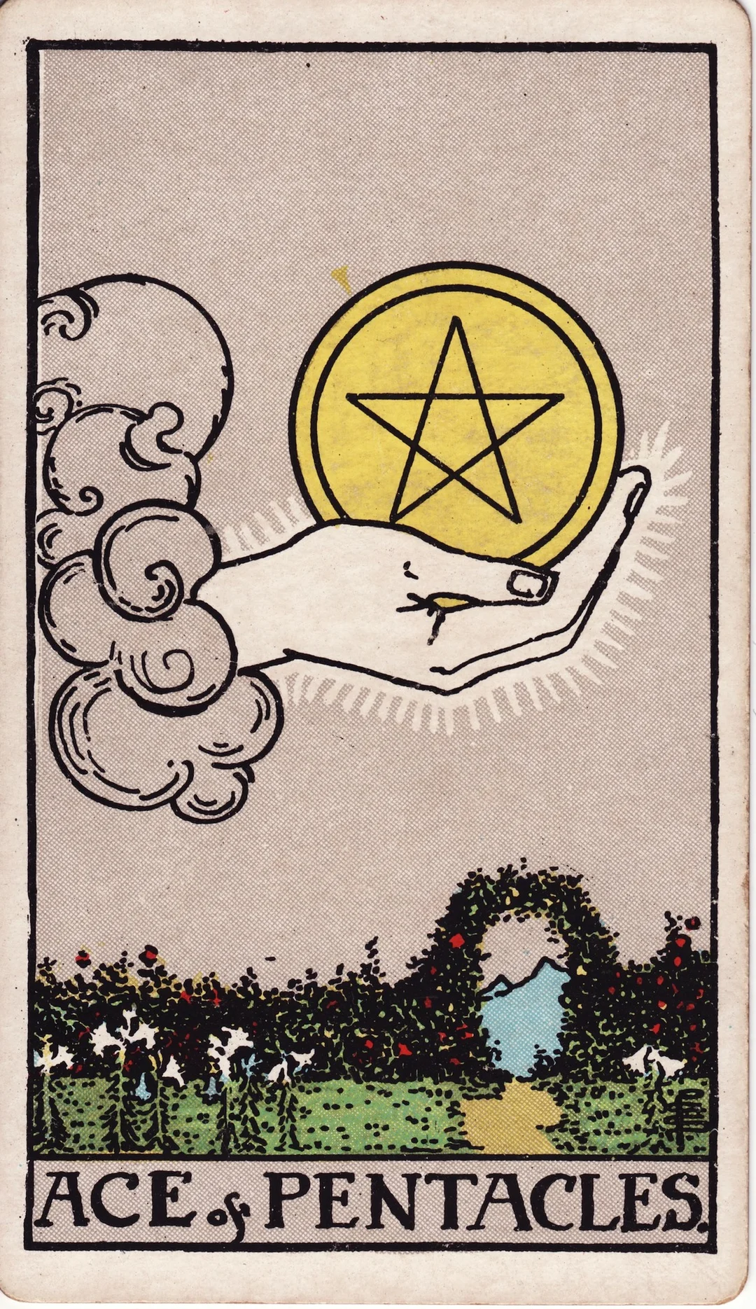 rút lá bài tarot về tiền với Ace of Pentacles trong bộ Rider Waite Smith