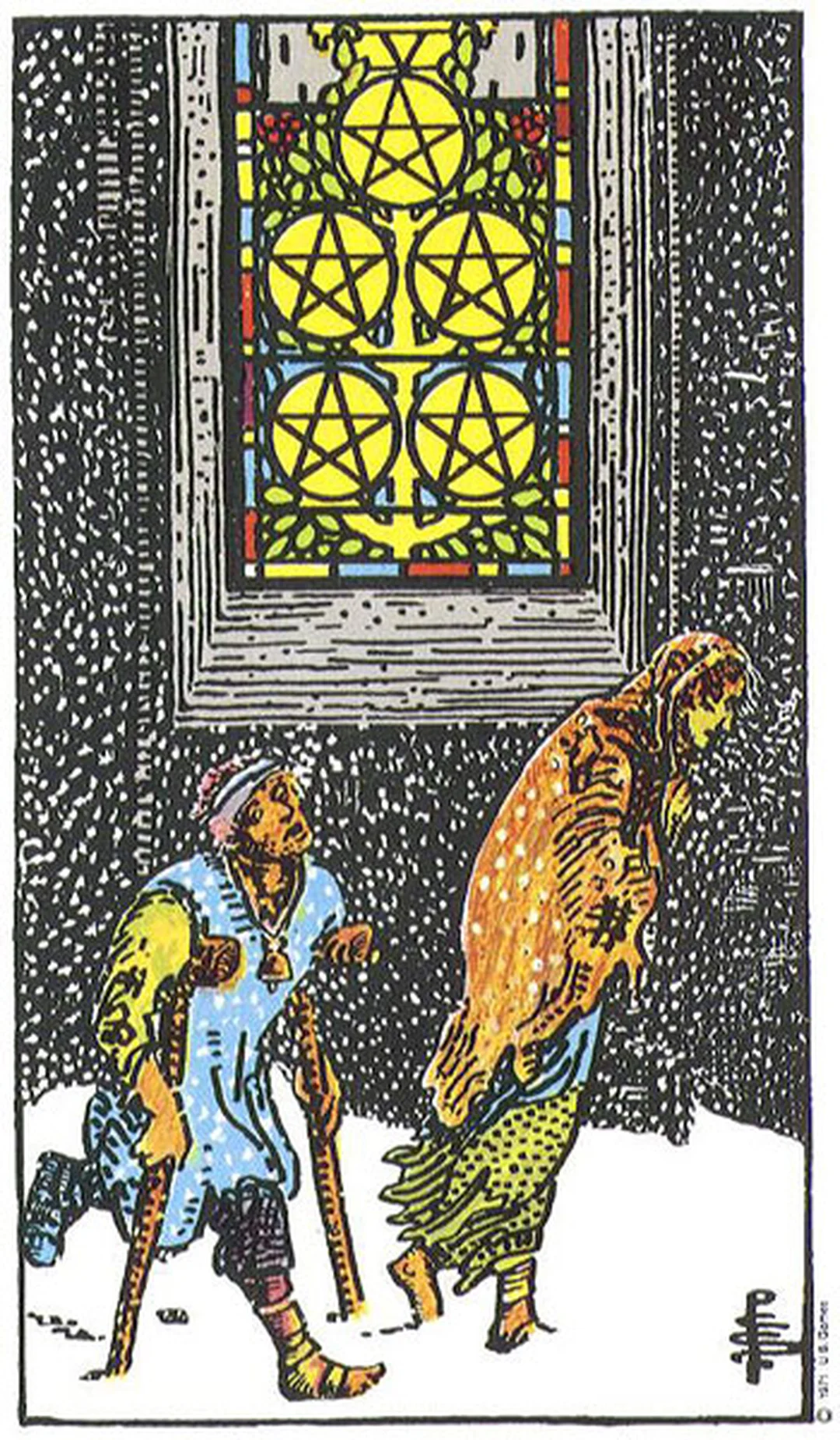 rút lá bài tarot về tiền với Five of Pentacles cảnh báo áp lực tài chính
