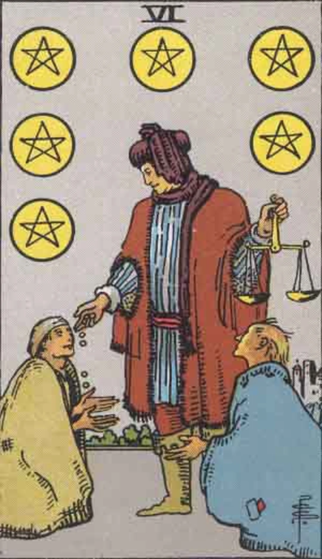 rút lá bài tarot về tiền với Six of Pentacles gợi ý cân bằng cho nhận