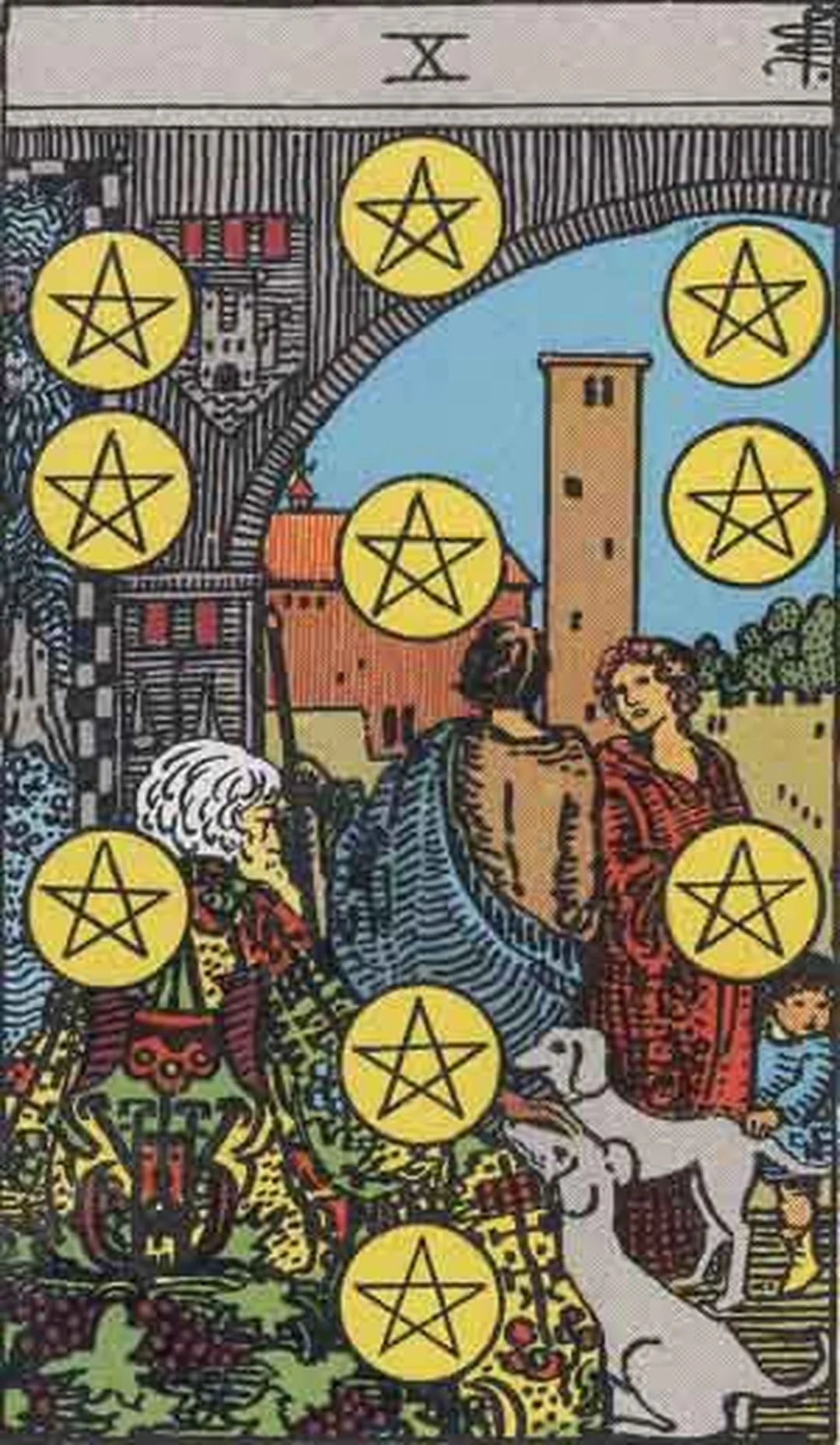 rút lá bài tarot về tiền với Ten of Pentacles về tài sản dài hạn