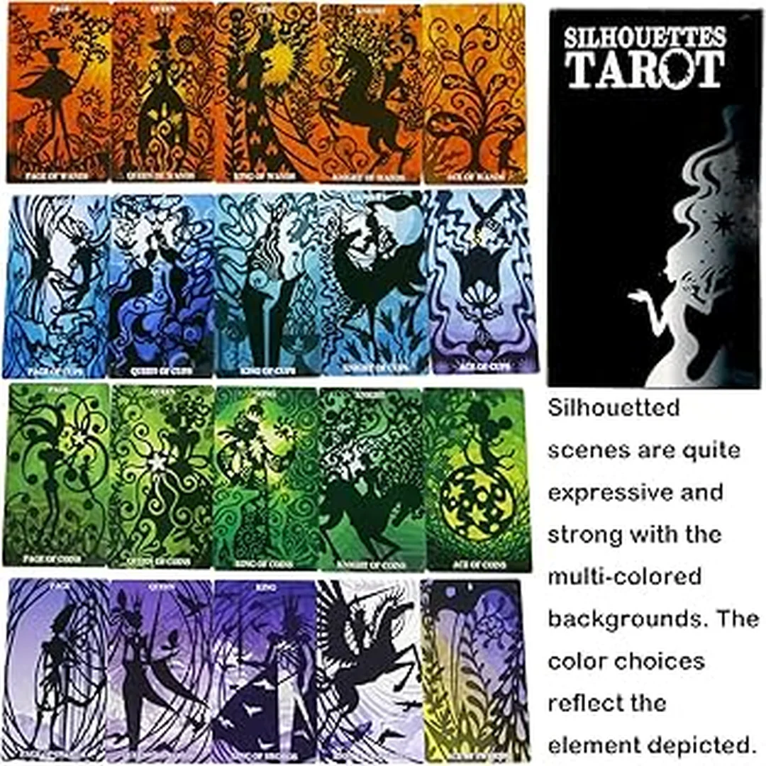 silhouette tarot deck cạnh mạ và hộp bài