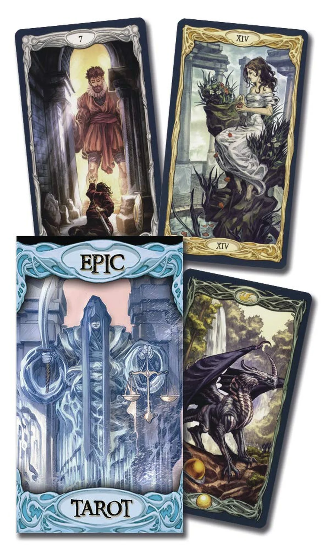 tarot deck với nhiều lá bài minh họa dùng trong phần câu hỏi thường gặp