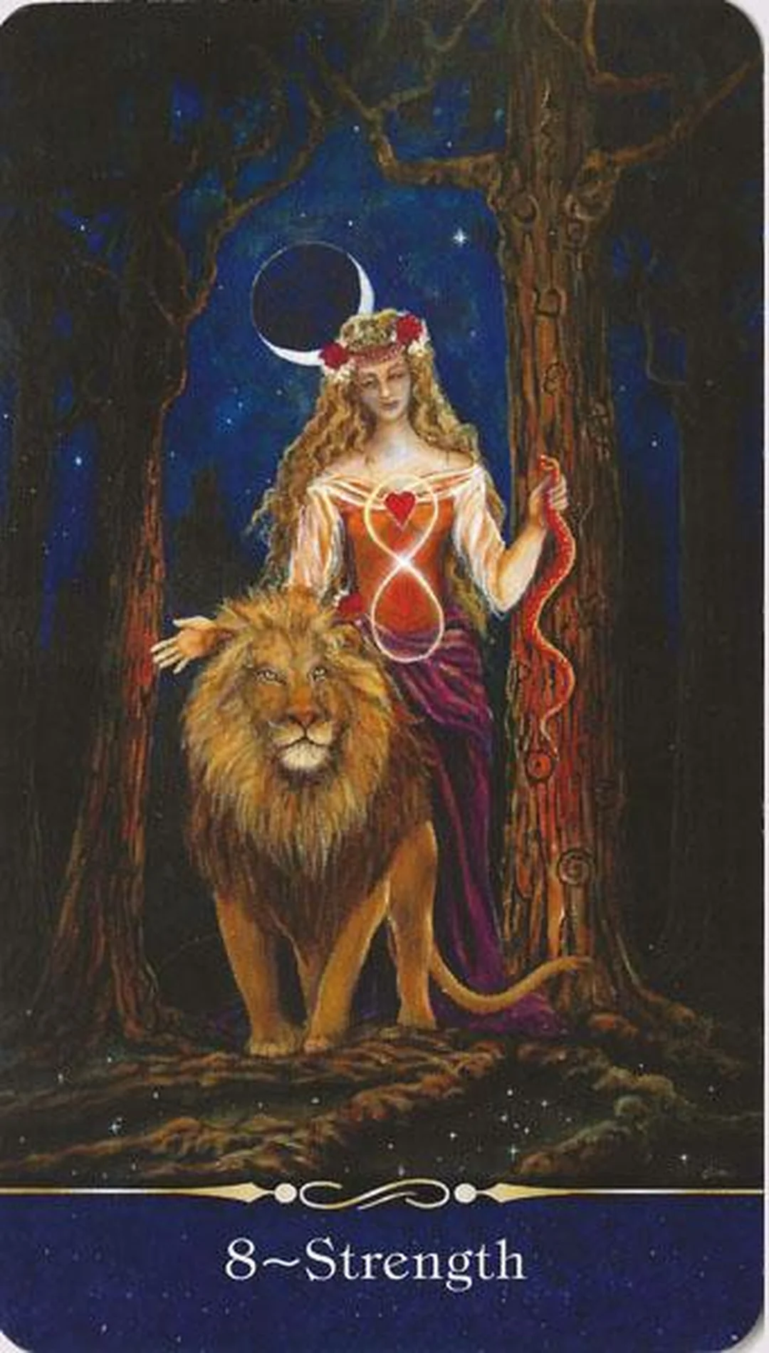 the star tarot deck lá Strength minh họa phong cách nghệ thuật