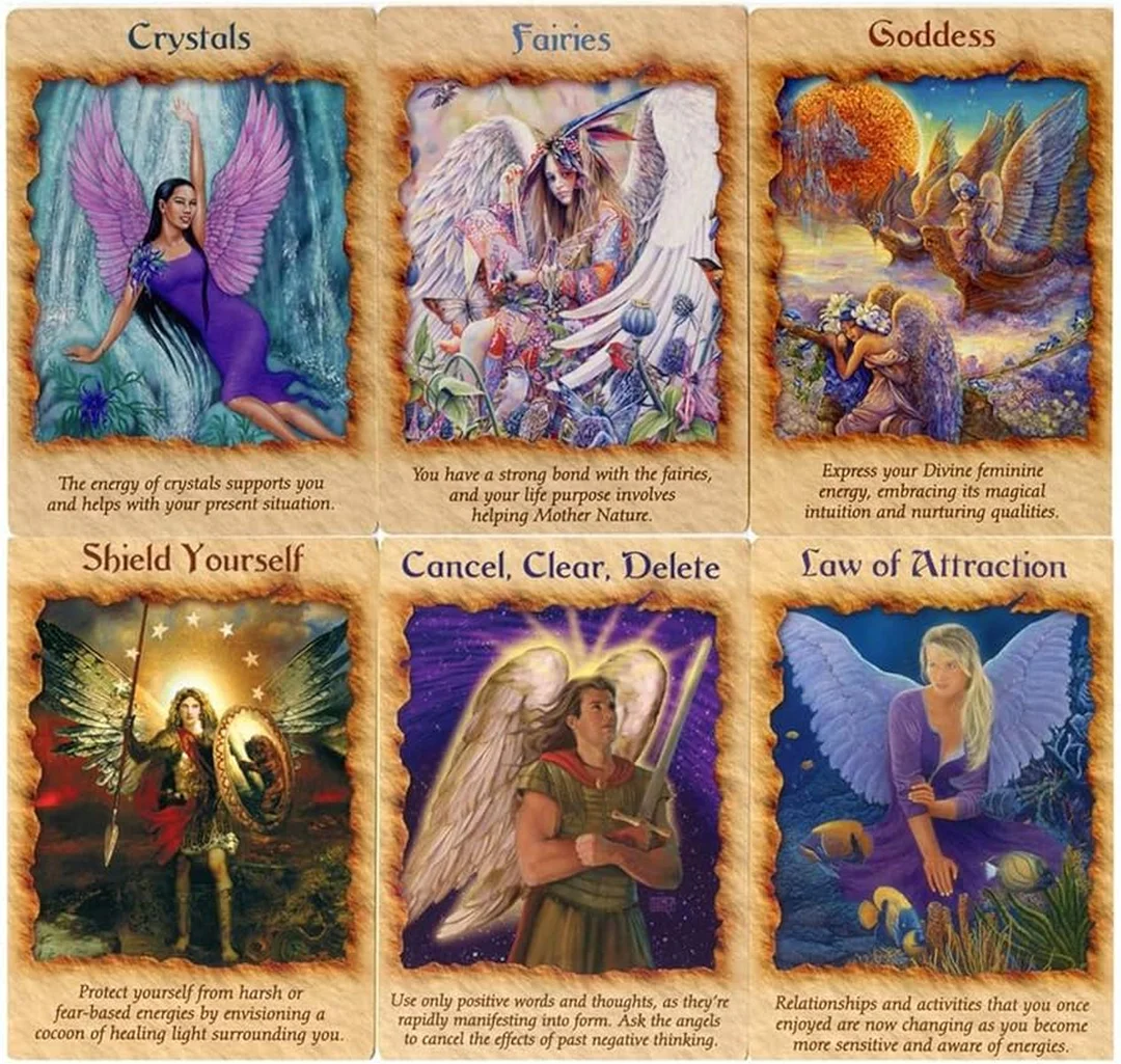 trải bài angel therapy oracle cards trên nền sáng