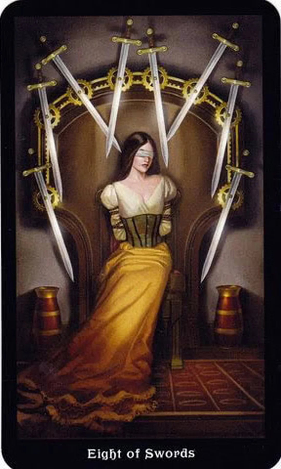 ý nghĩa lá bài eight of swords trong bộ Steampunk Tarot