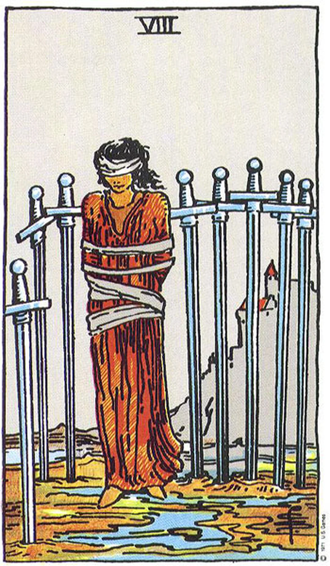 ý nghĩa lá bài eight of swords trong trải bài Tarot thực tế