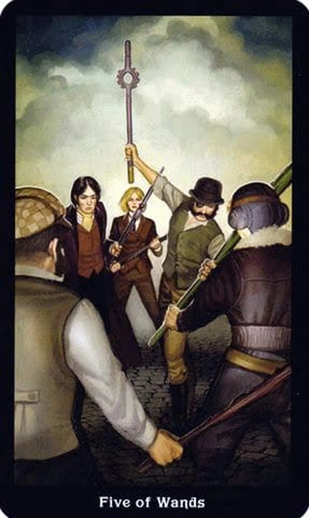 ý nghĩa lá bài five of wands theo phong cách Steampunk