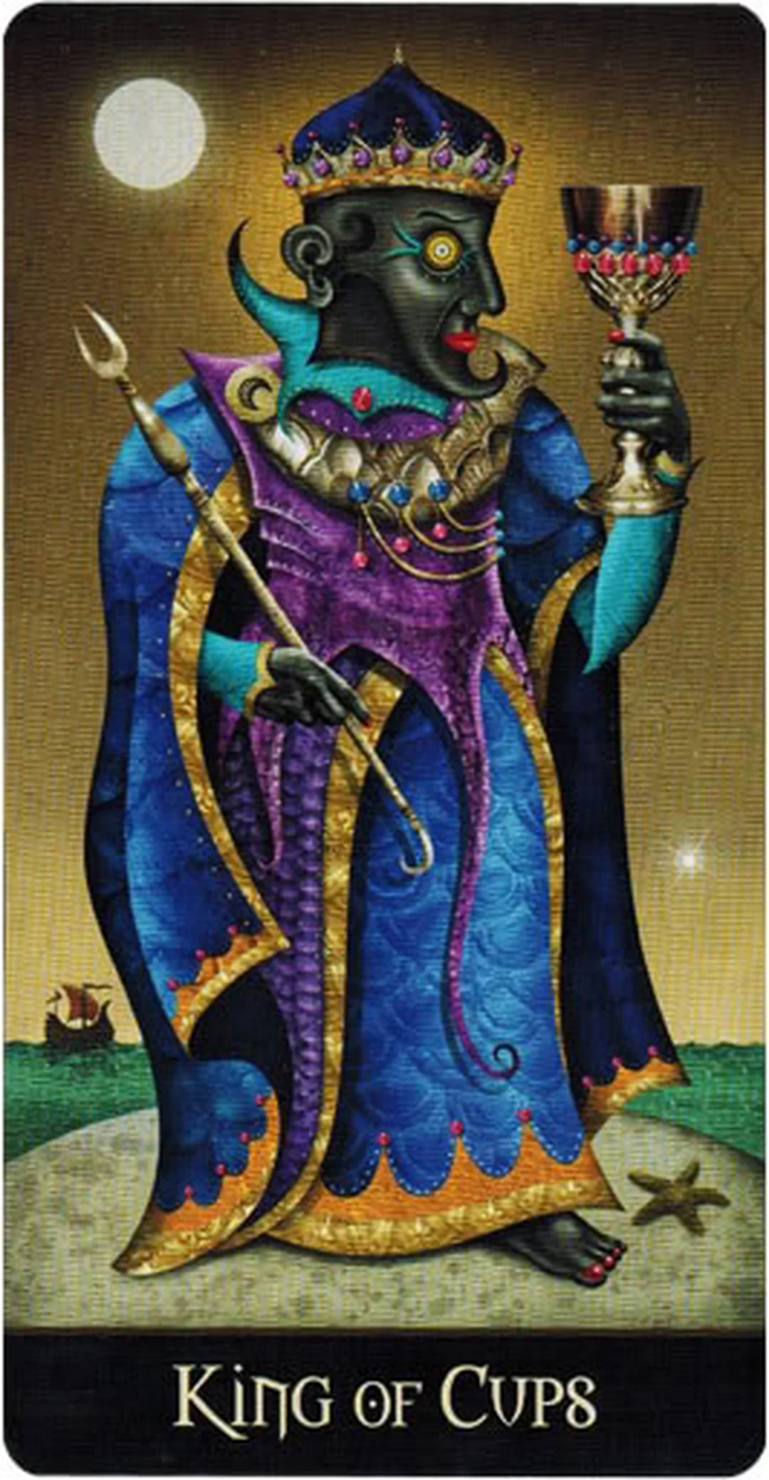 King of Cups trong bộ Deviant Moon Tarot ý nghĩa lá bài king of cups phiên bản Deviant Moon Tarot