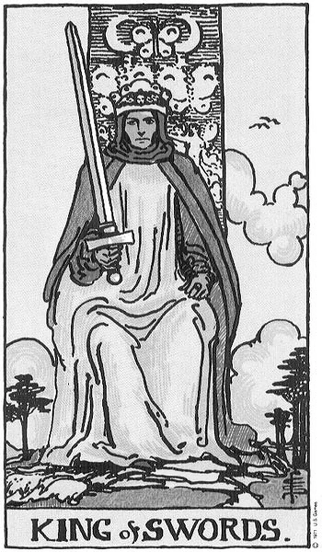 ý nghĩa lá bài king of swords bản đen trắng rider waite smith