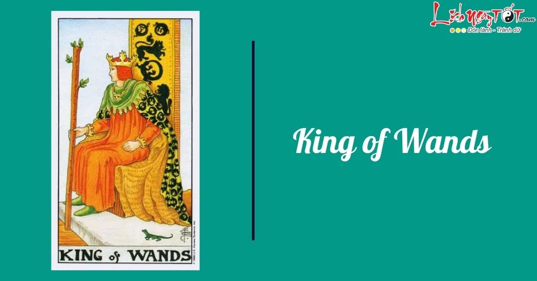 ý nghĩa lá bài king of wands qua biểu tượng áo choàng và cây gậy