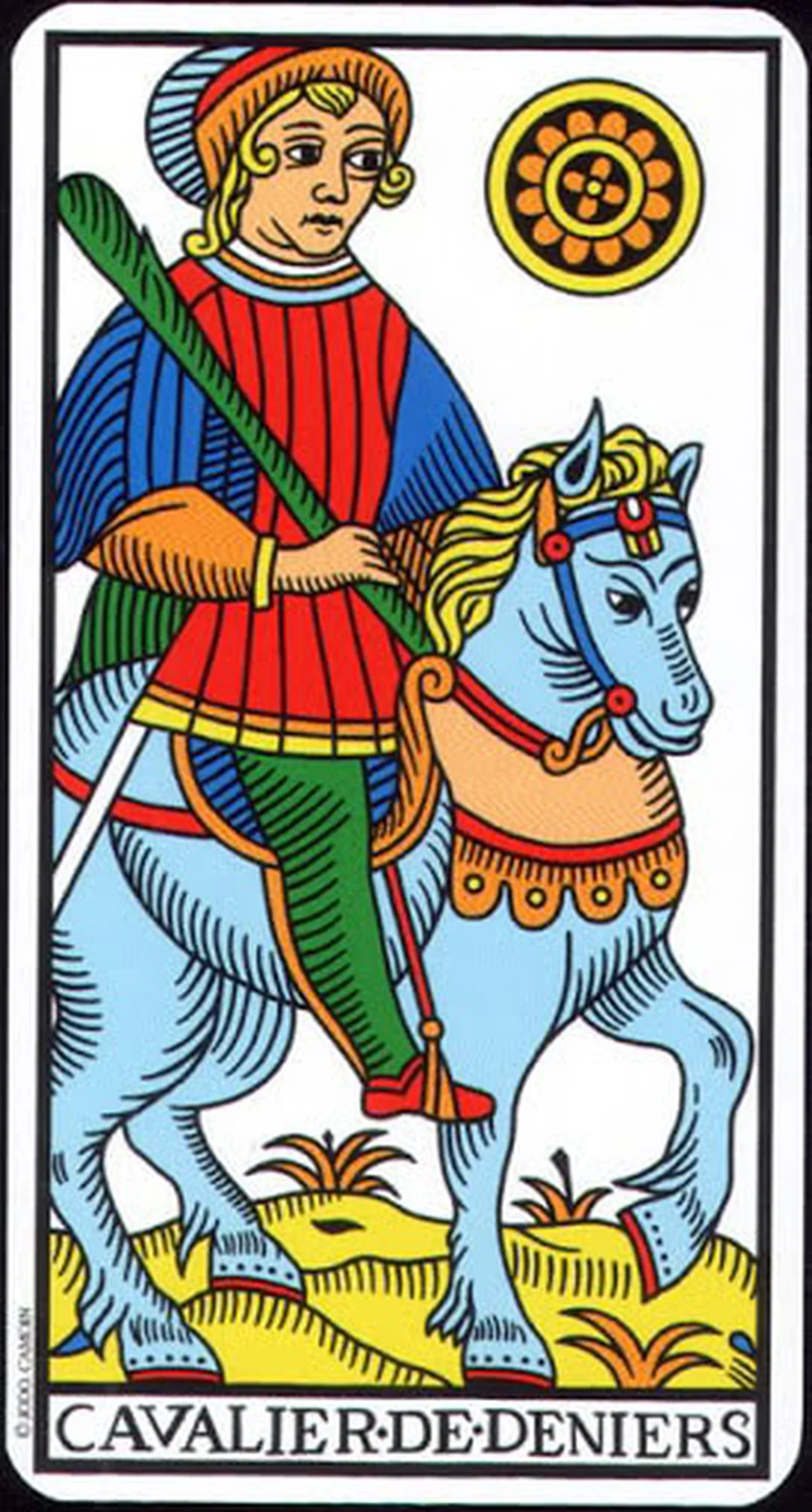 Knight of Pentacles trong hệ Marseille ý nghĩa lá bài knight of pentacles trong deck Marseille