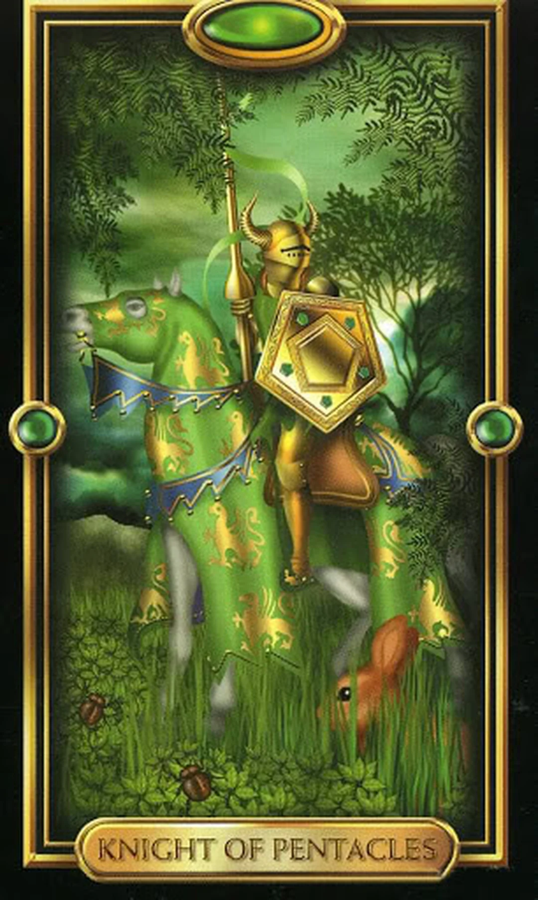 Knight of Pentacles phiên bản Gilded Tarot ý nghĩa lá bài knight of pentacles trong trải bài xuôi và ngược