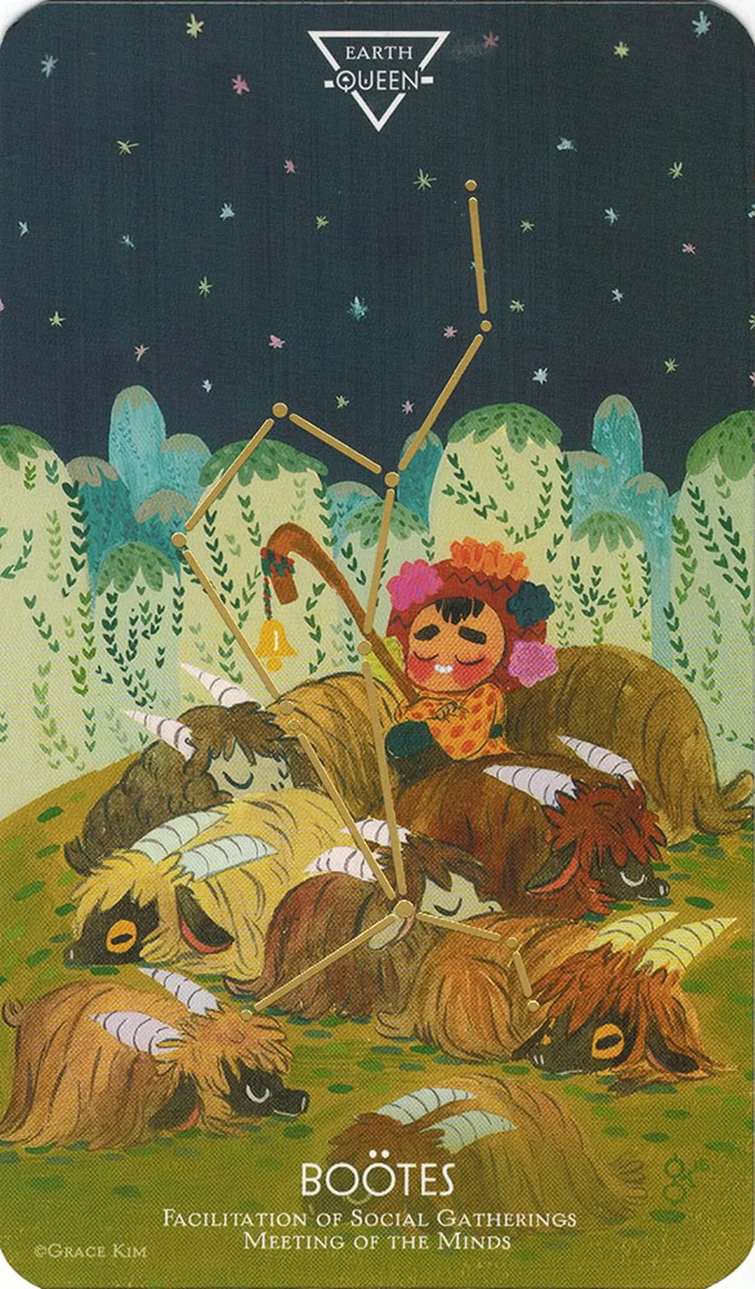 ý nghĩa lá bài queen of pentacles trong tình yêu bản Cosmos Tarot