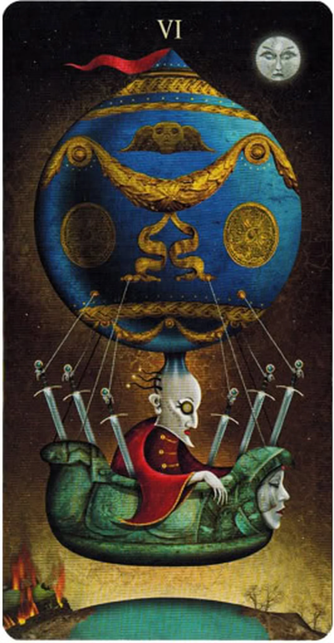 ý nghĩa lá bài six of swords trong bộ Deviant Moon Tarot